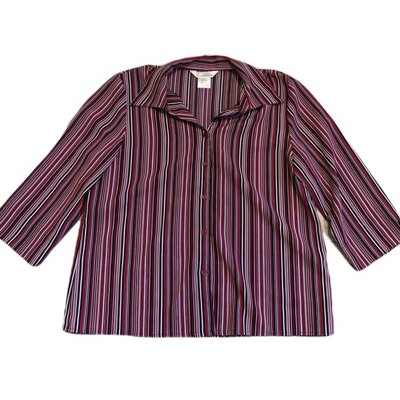 Tradition Red & Black Striped Button-Down Shirt Size 12 - Picture 1 of 5